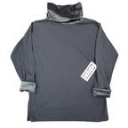 Jessica Roberts Turtleneck Top Womens Large Vintage 90s Gray Velvet Trim Cable - take2supply