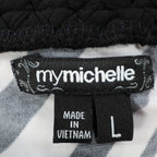My Michelle geometric-striped tank top with braided black straps, brand and size L labels