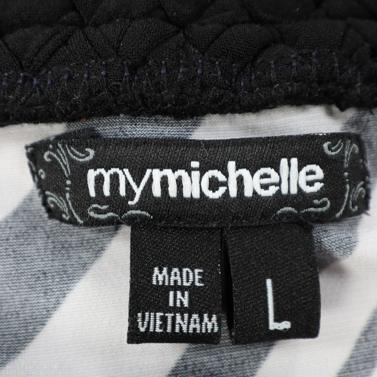 mymichelle Tank Top Womens Large Geometric Stripe Racerback Black Orange NWT - take2supply