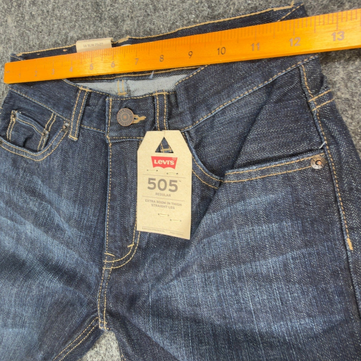 Levi's 505 Regular Fit Jeans Boys 14 Slim 25x27 Dark Wash Straight Leg Denim - take2supply