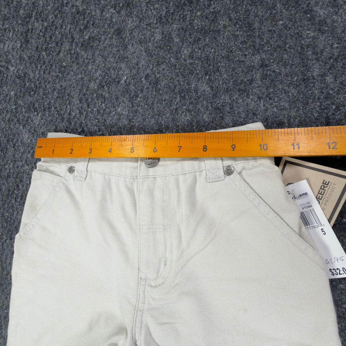 John Deere Carpenter Shorts Boys 5 Stone Cotton Canvas NWT Deadstock - take2supply