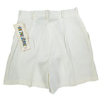 ON THE VERGE Vintage 90s Pleated Shorts Women 10 White Cotton Blend NWT USA - take2supply