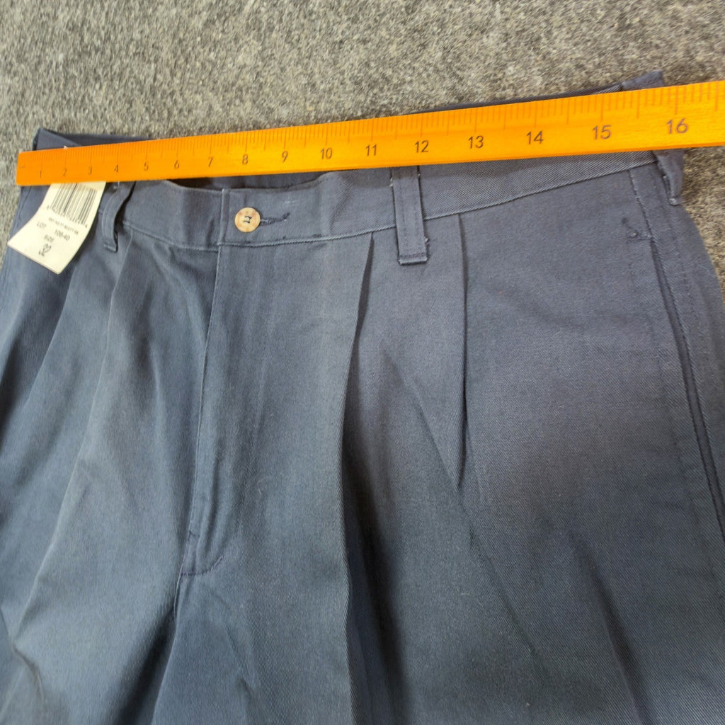 Wolf Mountain Key Shorts Mens 32 Navy Blue 100% Cotton Pleated Vintage USA NWT - take2supply