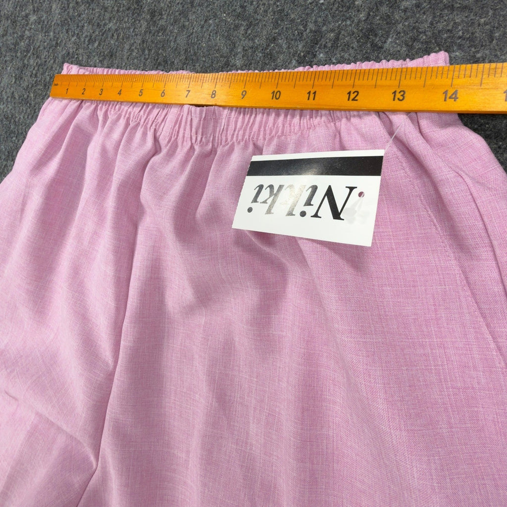Nikki Vintage 90s Elastic Waist Pants Women 14 Rose Pink Polyester NWT Deadstock - take2supply