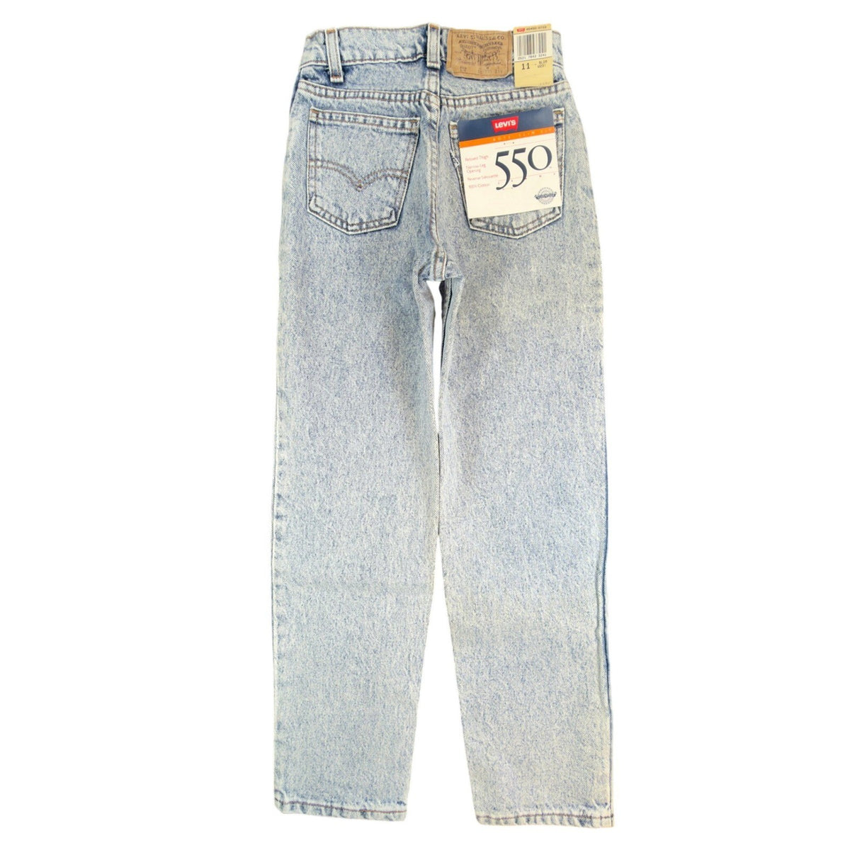 Levis 550 Jeans Boys 11 Slim Vintage 90s Light Acid Wash Denim Made in USA NWT - take2supply