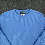 Excelsior Vintage 90s Ribbed Knit Sweater Mens Medium Blue Cotton Excellent - take2supply