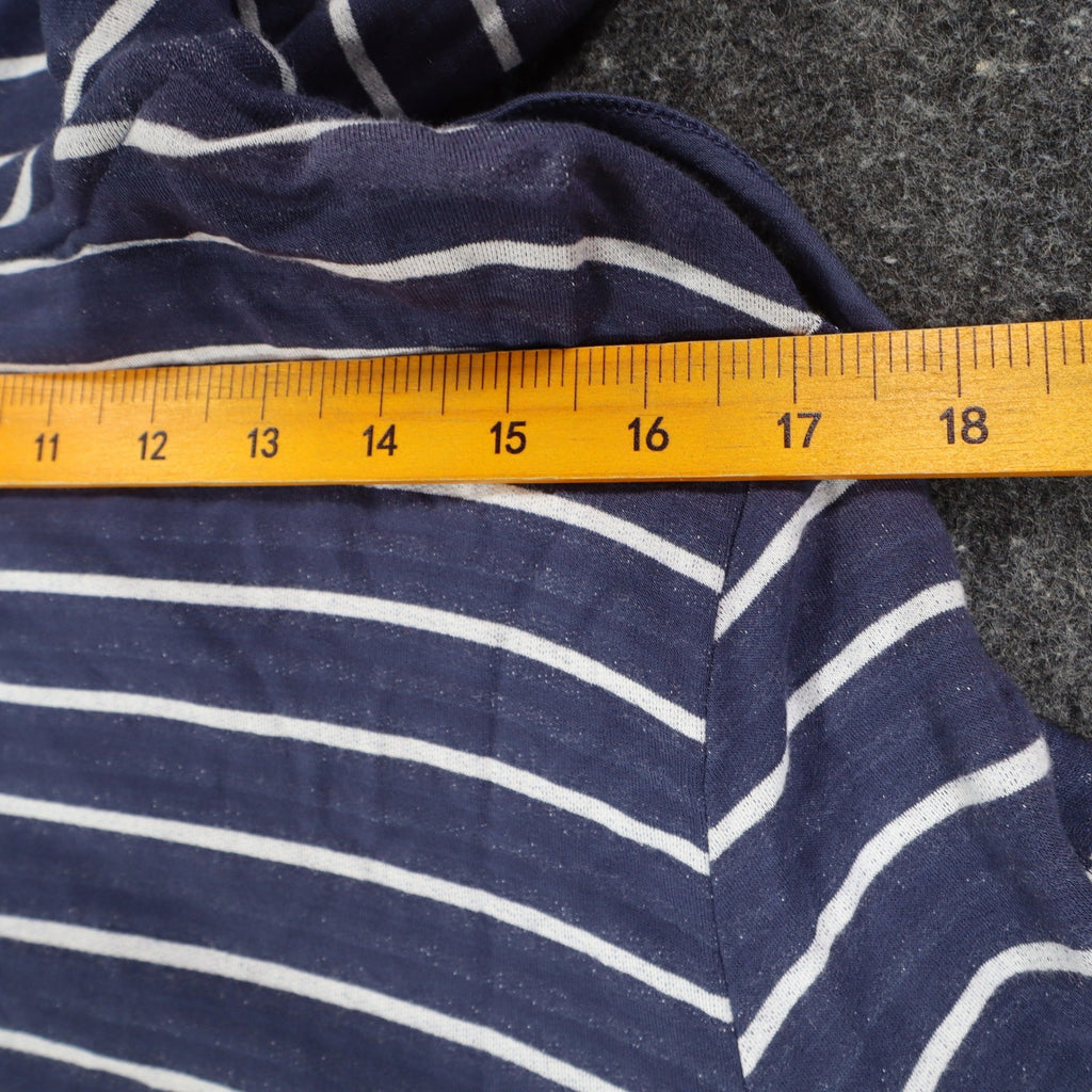 Erin London Womens L Navy White Striped Zip Hoodie Bell Sleeve Pockets NWT - take2supply