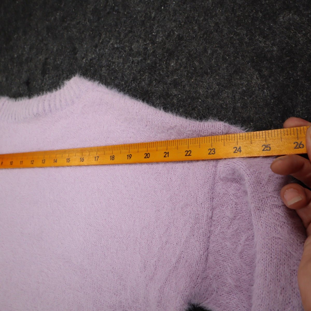 Hem & Thread Weekend Sweater Womens Large Lavender Fuzzy Eyelash Knit Graphic - take2supply