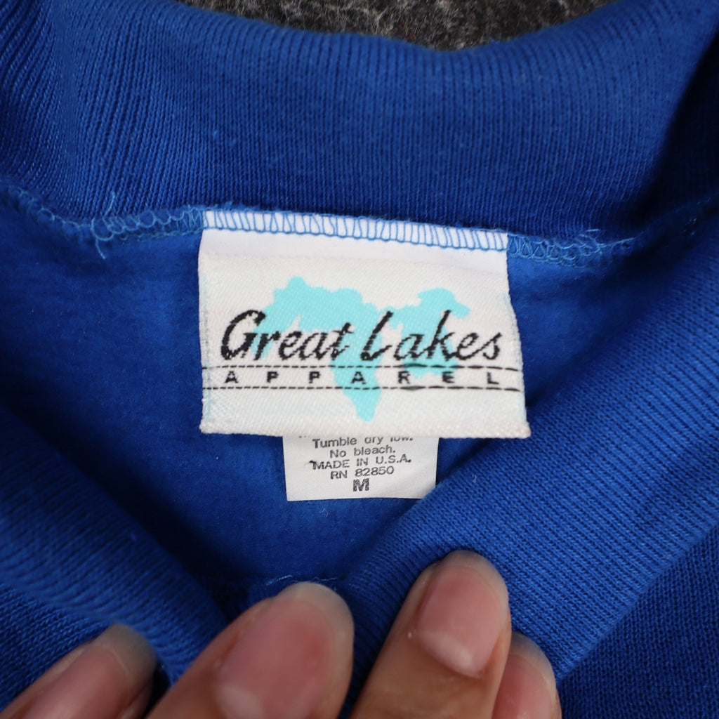 Great Lakes Apparel Sweatshirt Womens Medium Vintage 90s Blue Floral Embroidered - take2supply
