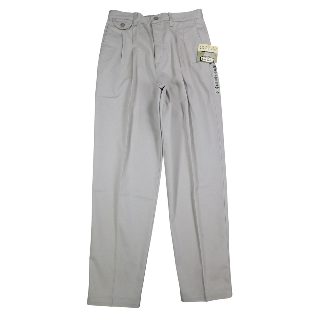 Lee Casuals Pants Womens 12 M Vintage 90s Khaki Cotton Double Pleat Relaxed Fit - take2supply