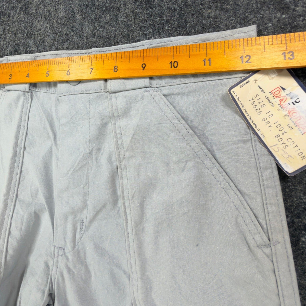 Dakota Vintage 70s Work Pants Boys 12 Gray Cotton Deadstock NWT USA Union Made - take2supply