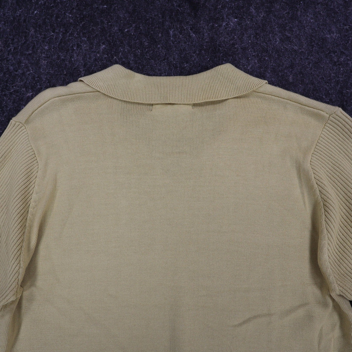 SML Design Polo Sweater Women Medium Tan Short Sleeve Cotton Blend Ribbed NWT - take2supply