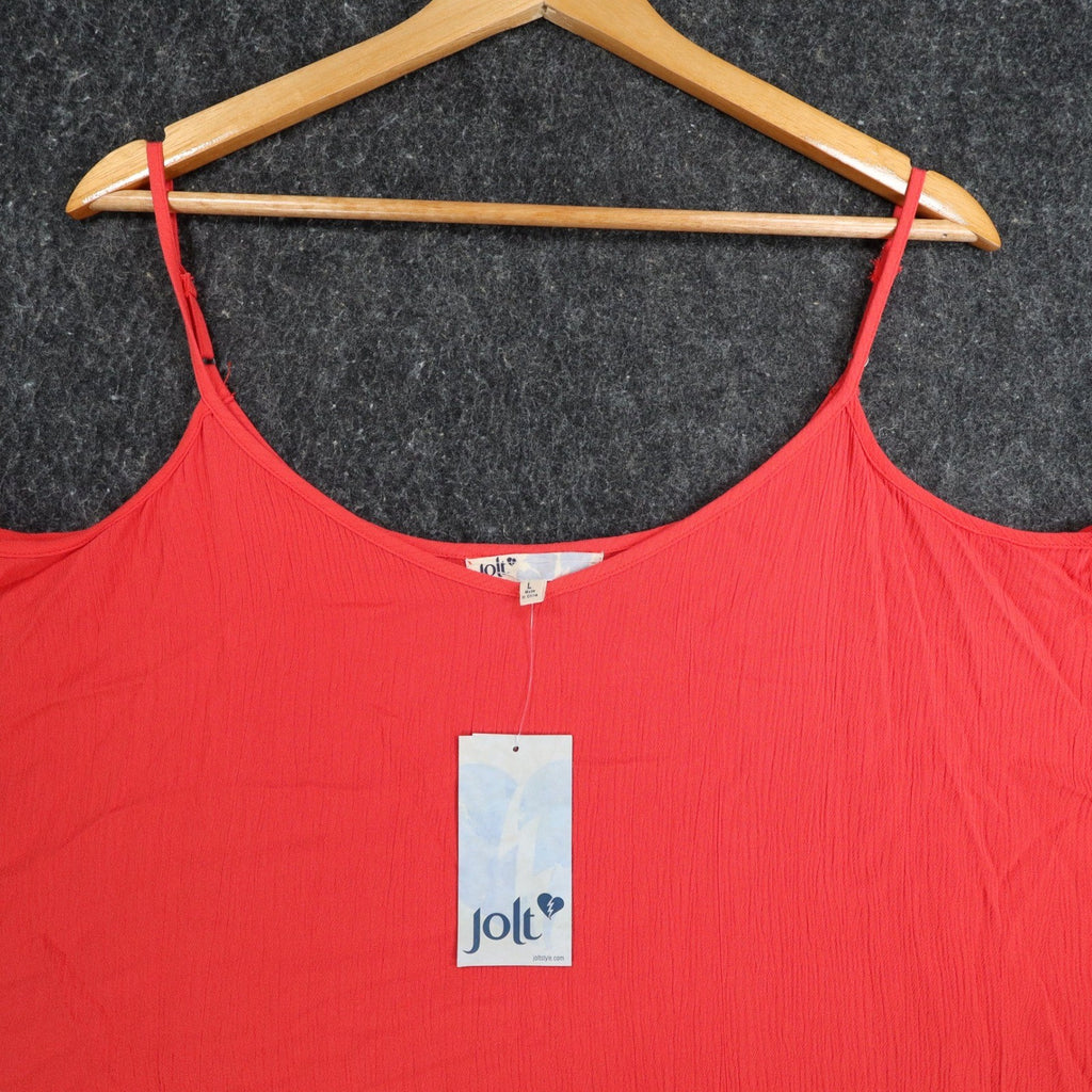 Jolt Cami Tank Top Womens Large Red Rayon Crochet Lace Trim Flowy JW1762DXQ - take2supply