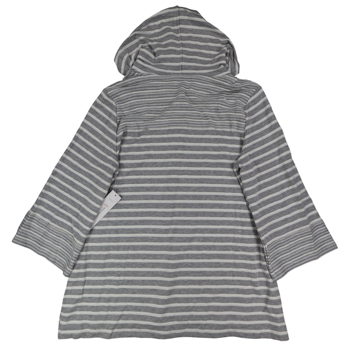 Erin London Womens M Gray White Striped Lace Up Hooded Tunic Top NWT - take2supply