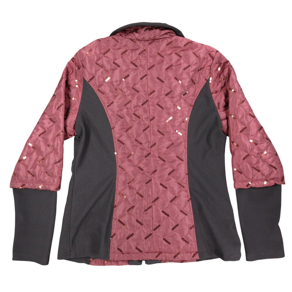 Lanalee Quilted Sequin Jacket Womens Size M Burgundy Black Zip Up Made In Canada - take2supply