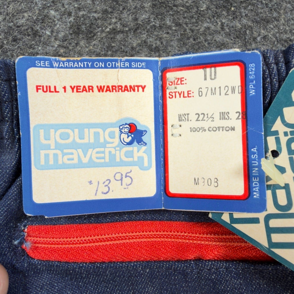 Young Maverick Vintage 80s Jeans Girls 10 Blue Cotton Red Piping NWT NOS USA - take2supply