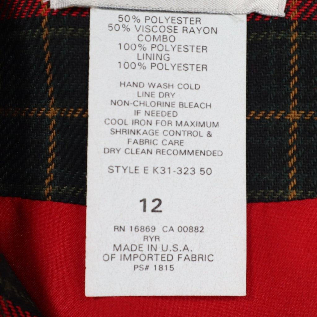 Lucia Plaid Vest Womens Size 12 Vintage 90s Red Tartan Button Front Made in USA - take2supply