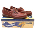 Wrangler Boat Shoes Mens 7.5M Vintage Brown Leather Moc Toe New In Box - take2supply