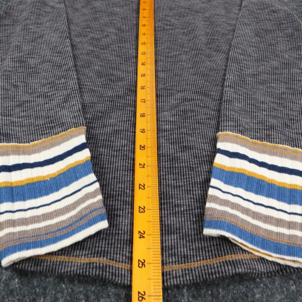 Hem & Thread Henley Top Womens Medium NWT Gray Ribbed Knit Striped Cuff L4753 - take2supply