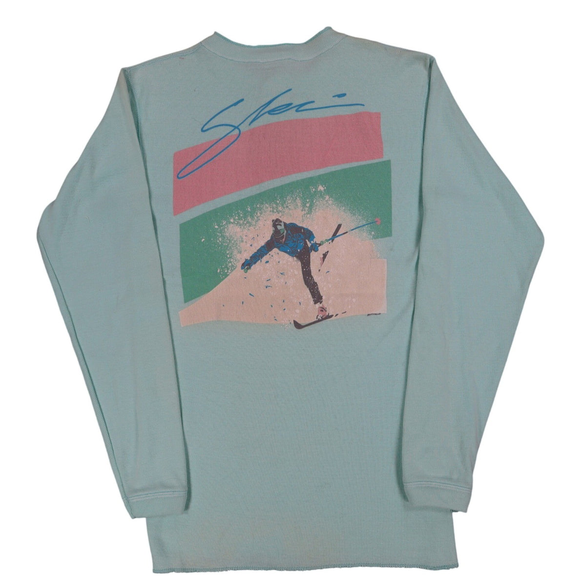 Buffalo Shirts Henley M Mens Aqua Blue Long Sleeve Skier Graphic Waffle Knit NWT - take2supply