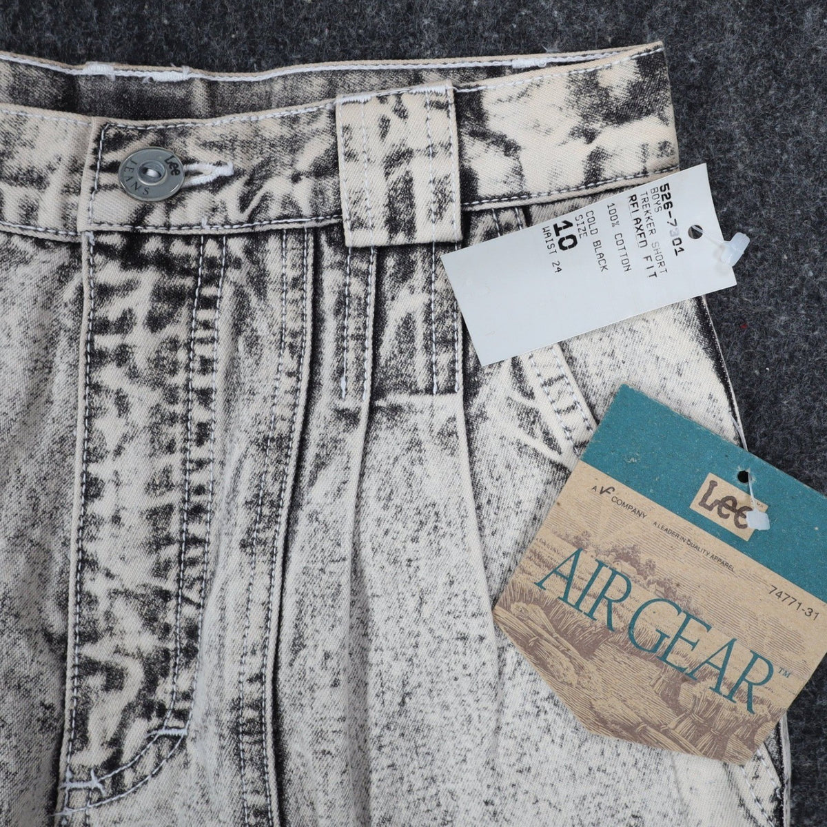 Lee Trekker Shorts Boys 10 Vintage 80s Acid Wash Black Cotton Air Gear NWT 24w - take2supply