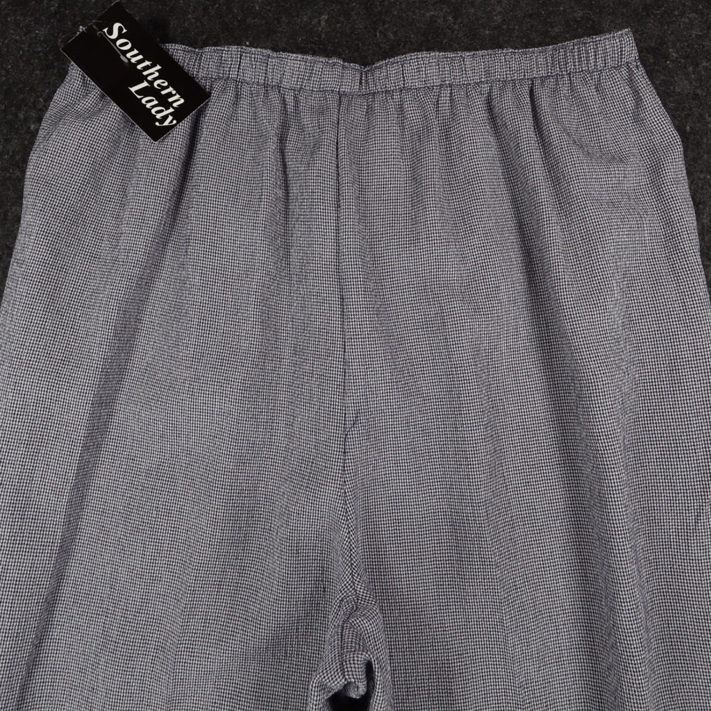 Southern Lady Pants Womens XL Navy Blue White Houndstooth Elastic Waist New - take2supply