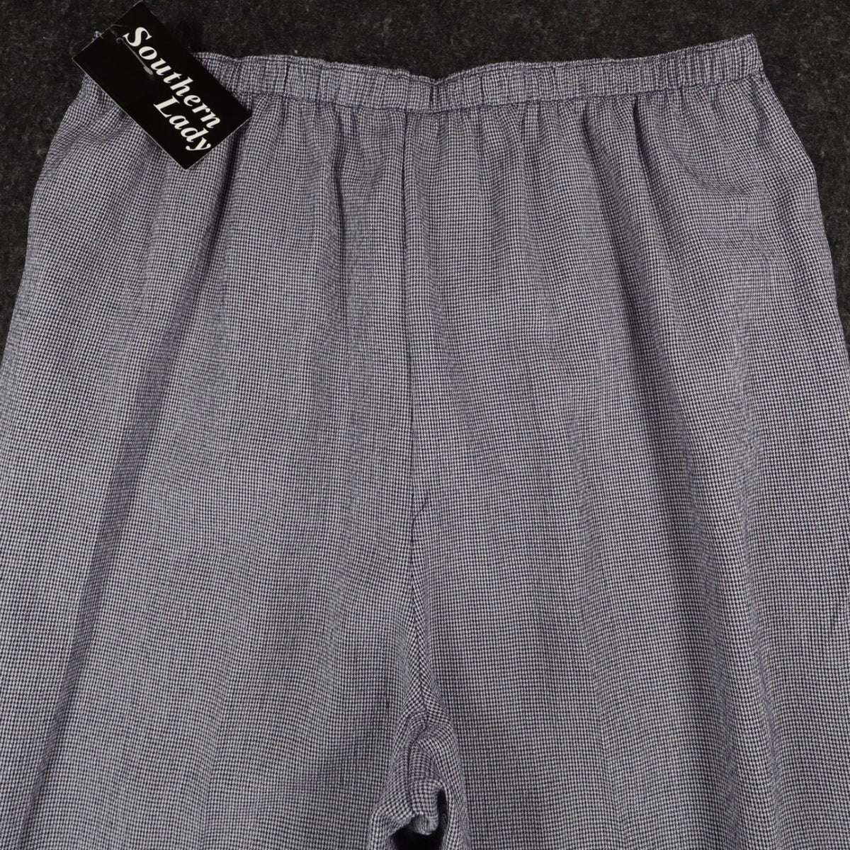 Southern Lady Pants Womens XL Navy Blue White Houndstooth Elastic Waist New - take2supply