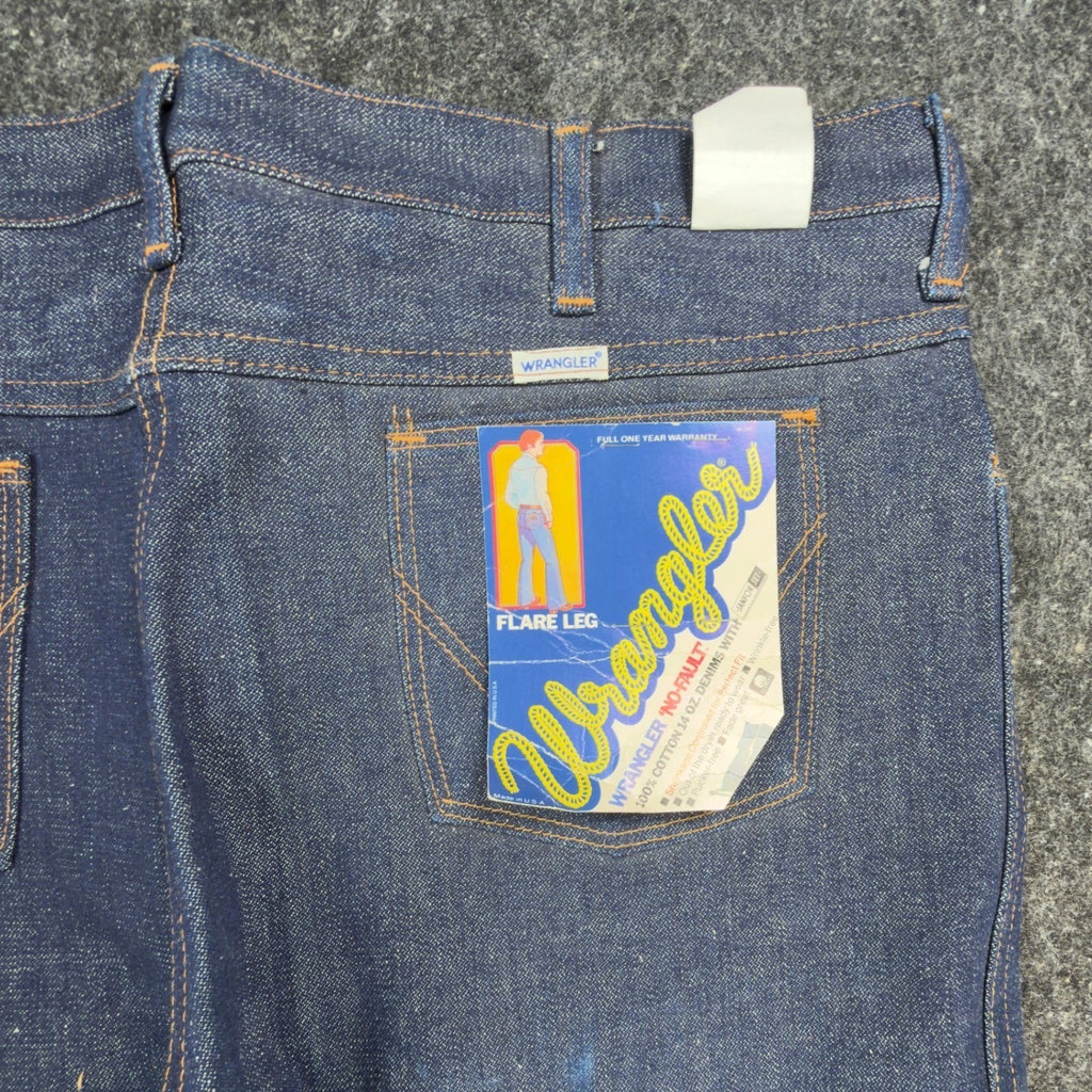Wrangler Vintage 70s Flare Jeans Mens 40x32 No-Fault USA Made NOS NWT - take2supply