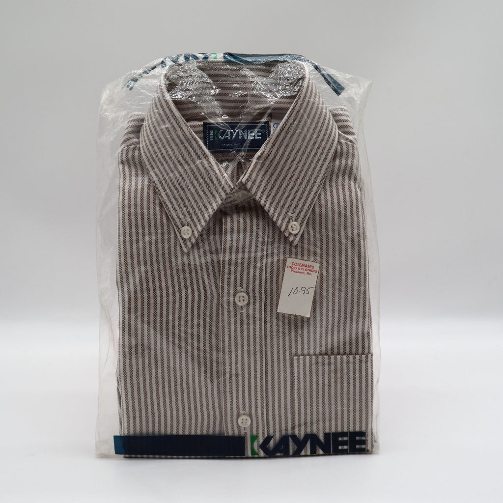 Kaynee Boys 8 Brown White Striped Long Sleeve Button Down Shirt USA NWT NOS - take2supply