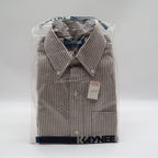 Kaynee Boys 8 Brown White Striped Long Sleeve Button Down Shirt USA NWT NOS - take2supply