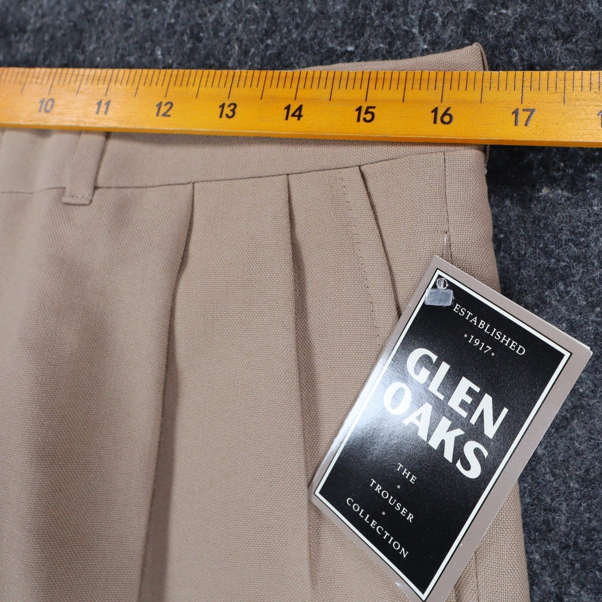 Glen Oaks Dress Pants Mens 34 Vintage 70s Tan Pleated Deadstock Polyester Slacks - take2supply