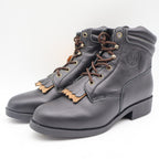 Saddle Brand Boots Womens 9 Black Leather Kiltie Lace Up Work Western 550 Y2K - take2supply