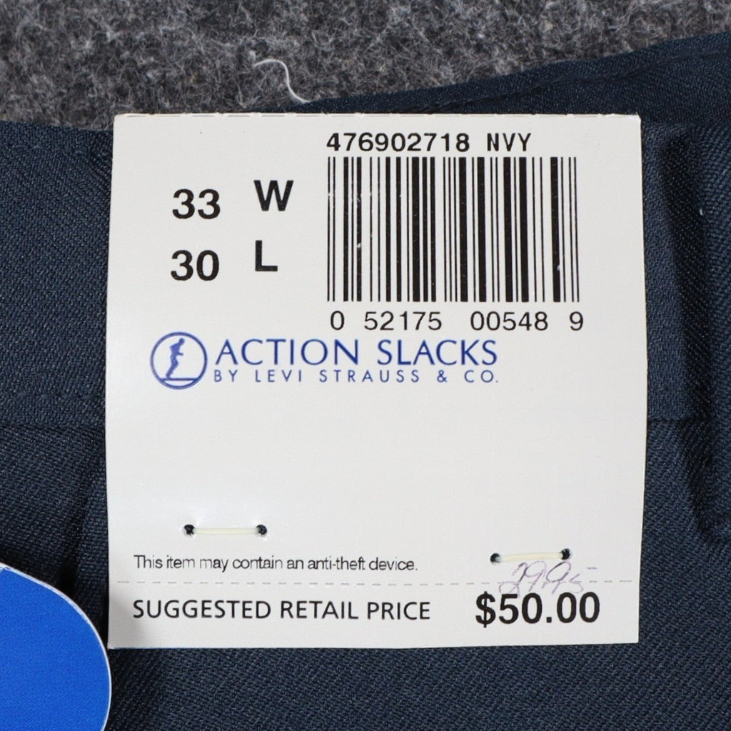 Levi Strauss Action Slacks Mens 33x30 Vintage 2001 Navy Blue Polyester Pants NWT - take2supply