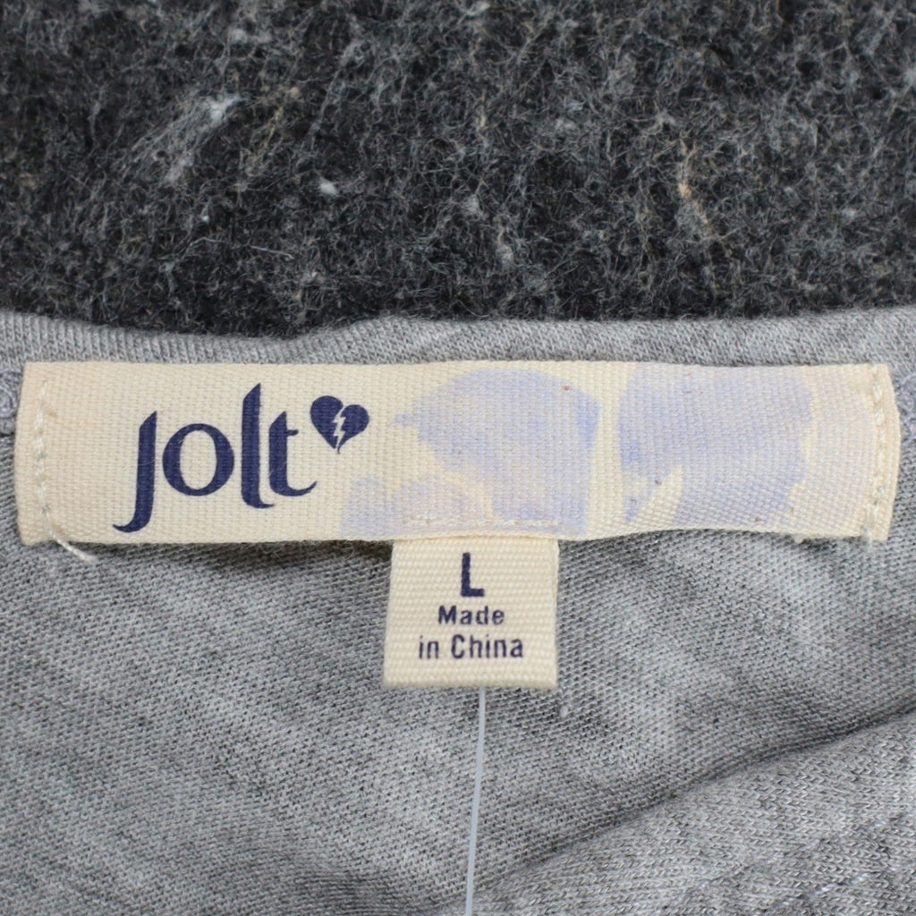 Jolt One Shoulder Top Womens Large Gray Floral Ruffle Smocked Hem NWT J0805F76 - take2supply