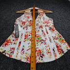 XOXO Halter Top Womens Medium Y2K White Floral Cotton Pleated Smocked NWT - take2supply