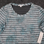 Erin London Top Womens Medium NWT Blue Grey Striped Textured Long Sleeve 78229 - take2supply