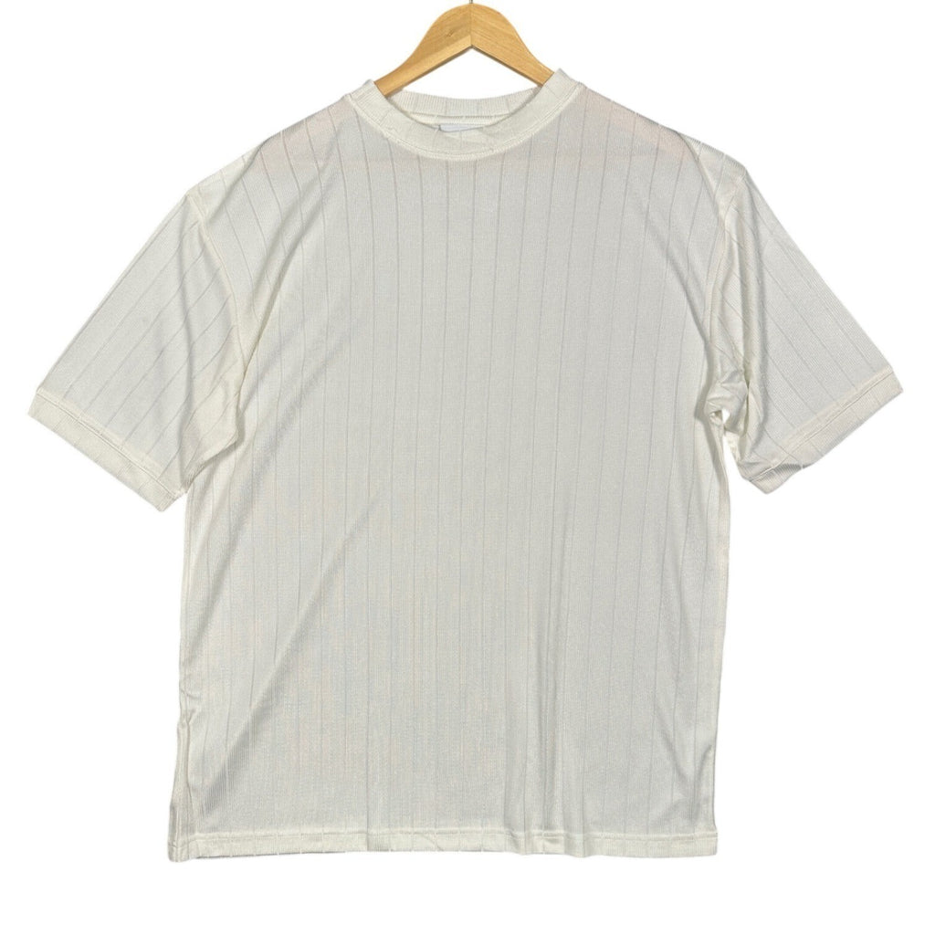 IRVINE PARK Men's White Vertical Stripe Crew Neck T Shirt XL - take2supply