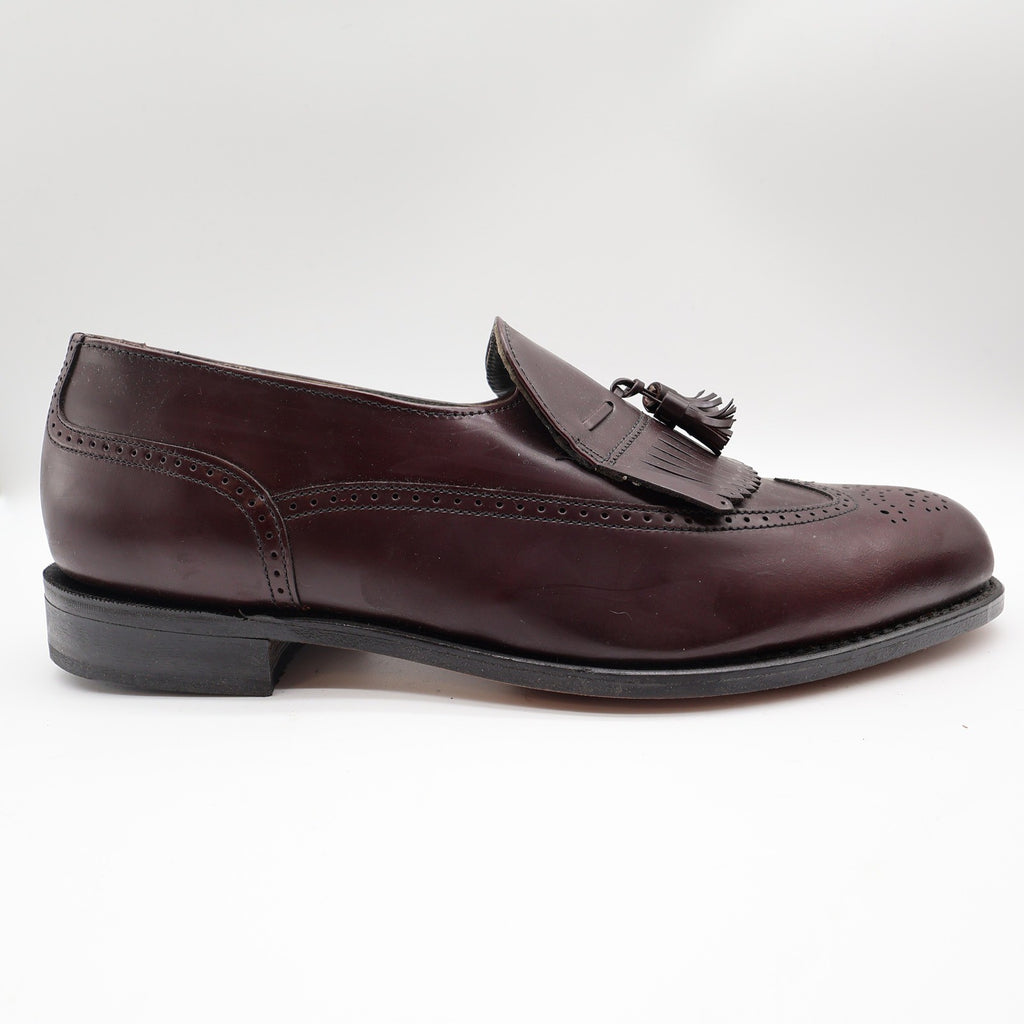 Dexter Brent Loafers Mens 12 WW Vintage Burgundy Leather Wingtip Tassel USA - take2supply