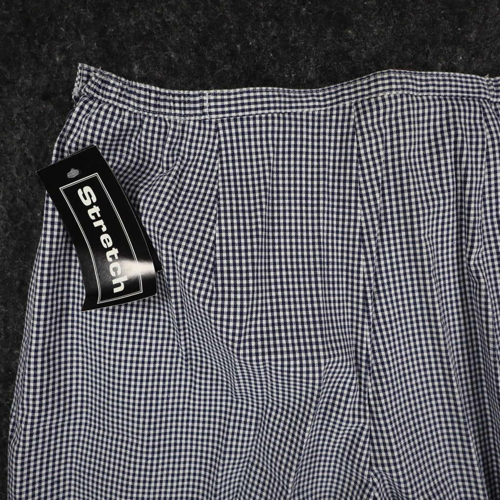 Southern Lady Pants Womens 14 Navy White Gingham Cotton Stretch Side Zip NWT NOS - take2supply