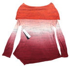 Tribal Top Womens Large Tawny Red Ombre Space Dye Asymmetrical Cowl Neck NWT - take2supply