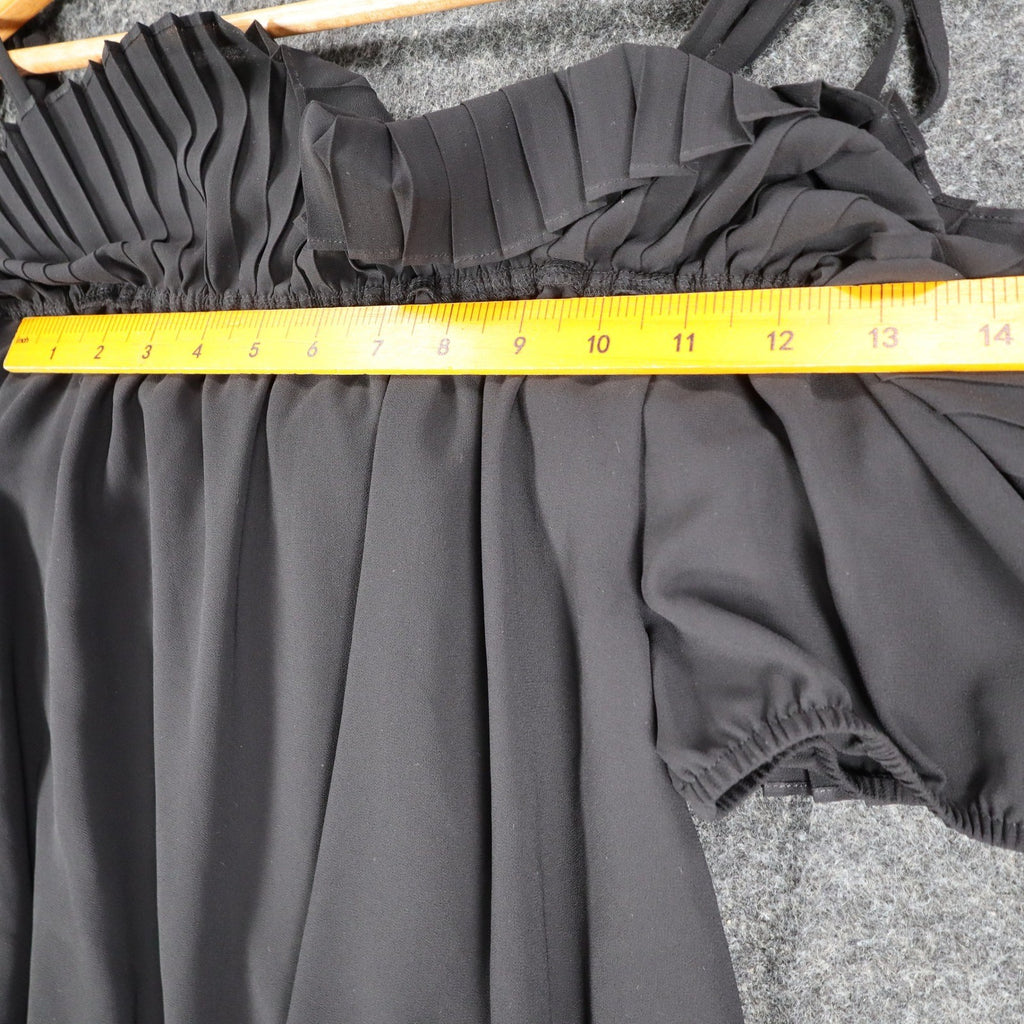 My Michelle Off Shoulder Blouse Womens Large Black Pleated Ruffle Smocked Top - take2supply