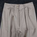 Vintage 90s High Rise Pleated Trousers Womens 11/12 Beige Wide Leg Made in USA - take2supply