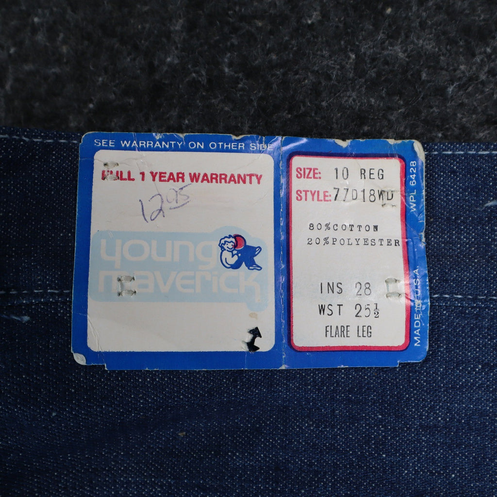 Young Maverick Vintage Boys 10 Reg Blue Flare Jeans Embroidered Pockets NWT - take2supply