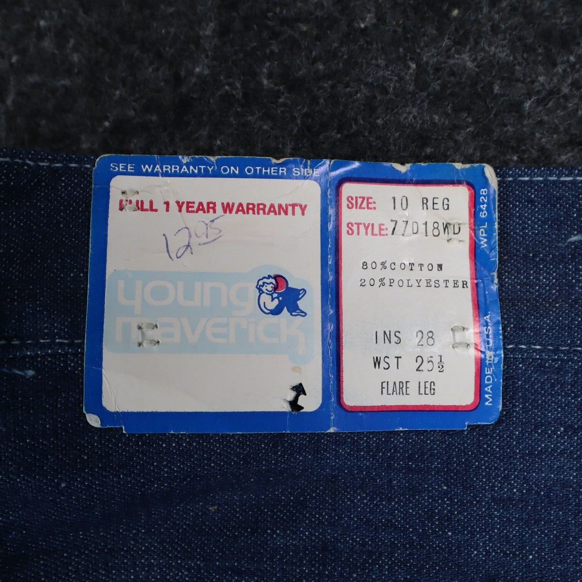 Young Maverick Vintage Boys 10 Reg Blue Flare Jeans Embroidered Pockets NWT - take2supply