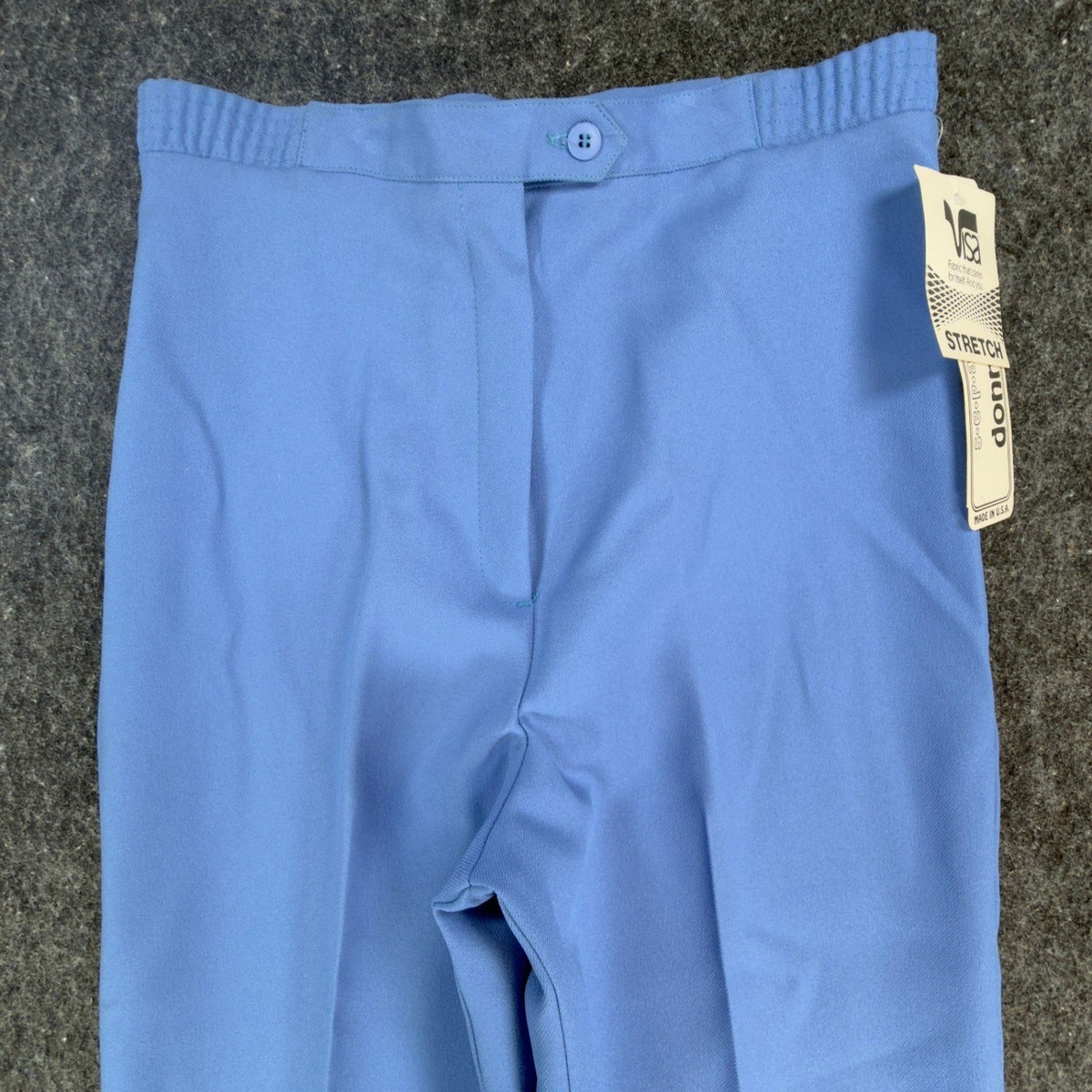 Donnkenny 80s Vintage Slacks Women 10 Blue Poly Visa Stretch High Waist NWT USA - take2supply