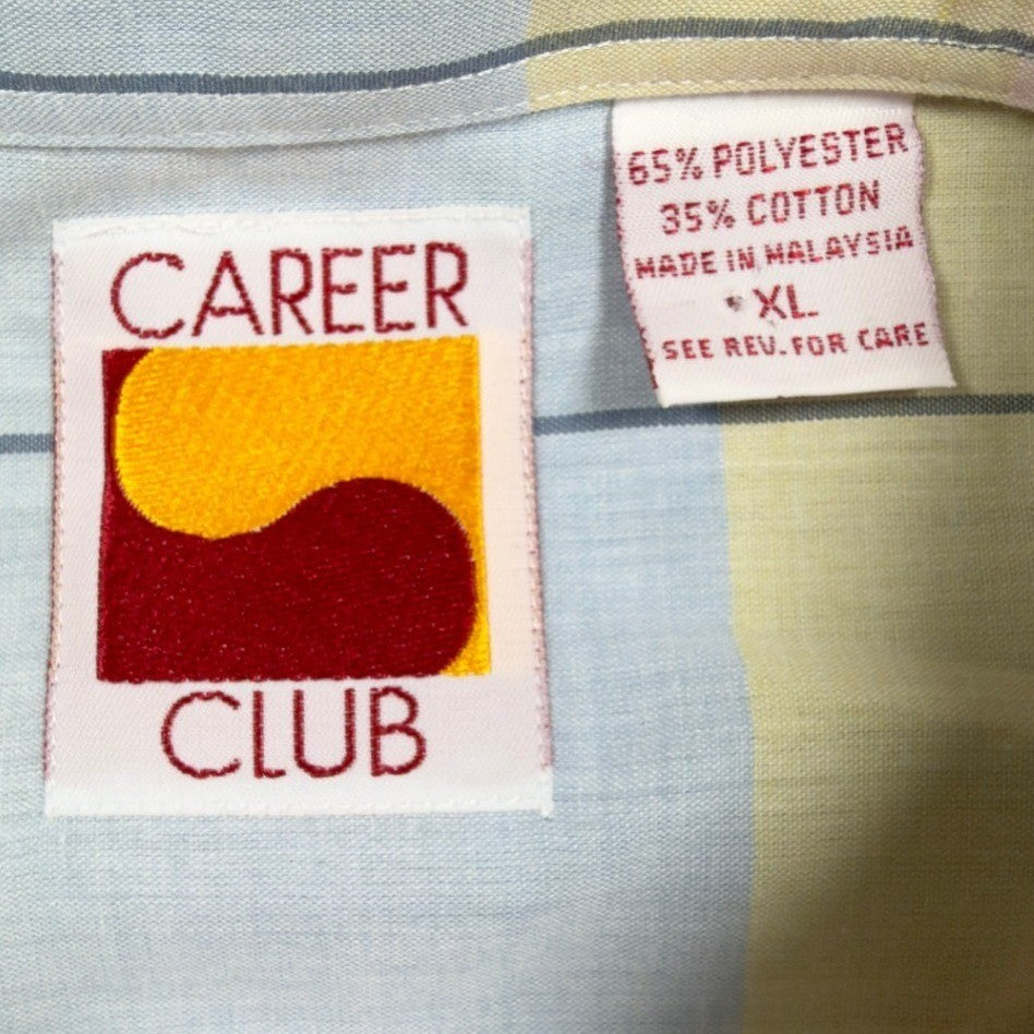 Career Club Vintage 80s Short Sleeve Shirt Mens XL Pastel Striped New - take2supply