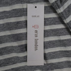 Erin London Womens M Gray White Striped Lace Up Hooded Tunic Top NWT - take2supply