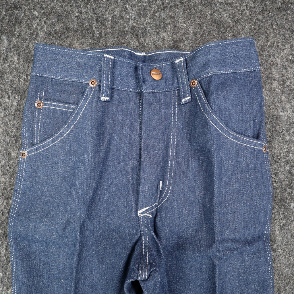 Maverick Jeans Boys 12 Slim 24x27 Vintage 70s Blue Cotton Poly Straight Leg USA - take2supply