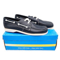 Webbs Boat Shoes Kids Size 2 C Vintage 80s Navy Leather Made in USA Deadstock - take2supply