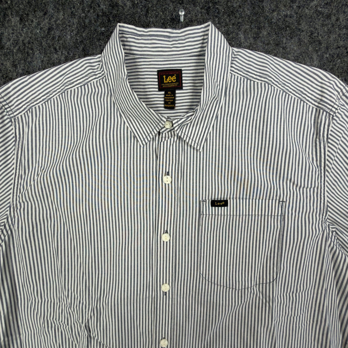 Lee Men XL Ecru Stripe Button Down Shirt Long Sleeve Cotton Stretch NWT C451 - take2supply